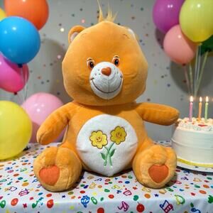 Care Bears 2003 Stuffed Animal Friend 14 Bear Plush Flowers Peach Orange Namco